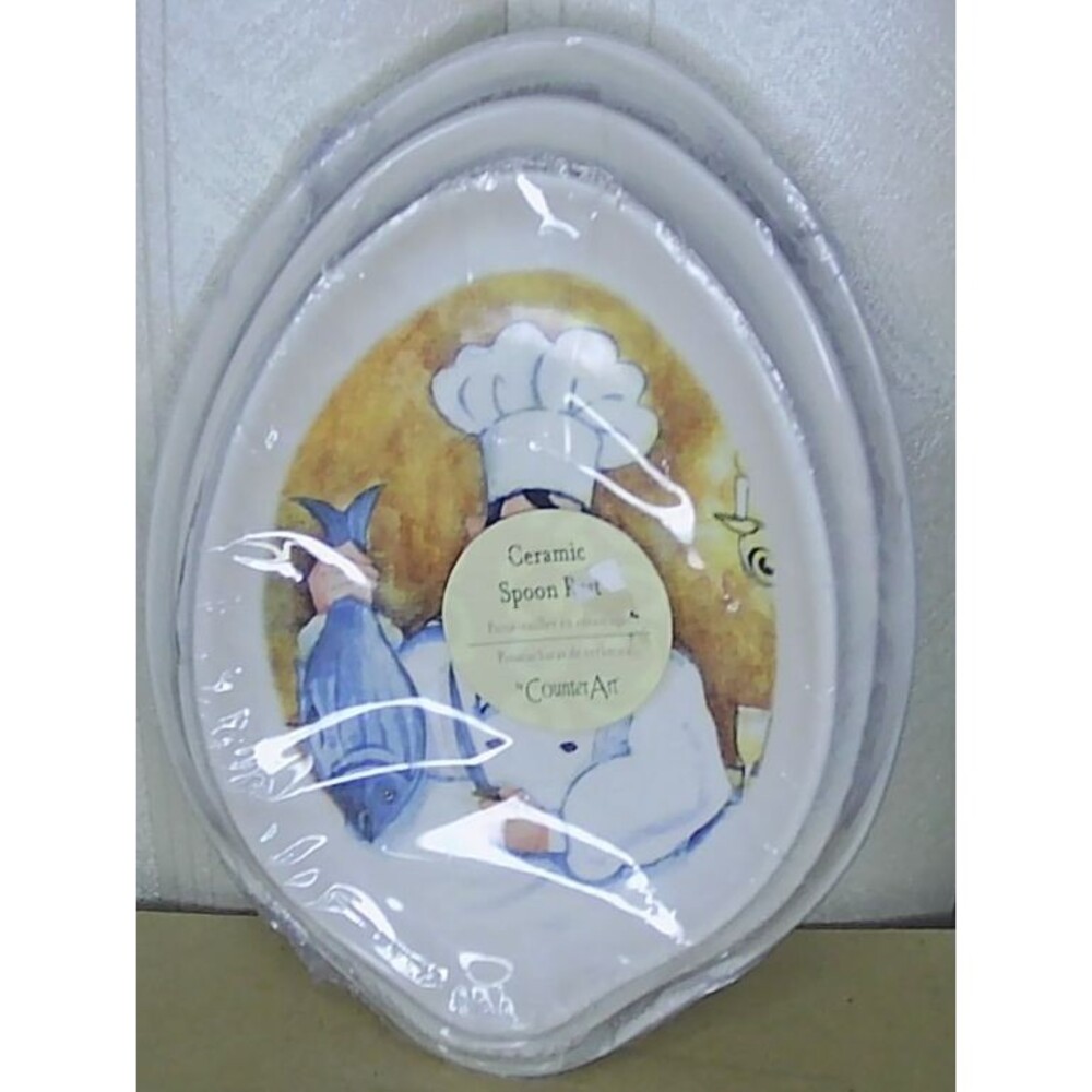 3 ceramic Spoon Rests by Counter Art Chef Kitchen Cooking
